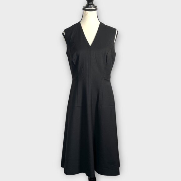 MM Lafluer Little Black Dress Sz 4 Wool Pockets Fit & Flare Italian Fabric EUC - Picture 1 of 9
